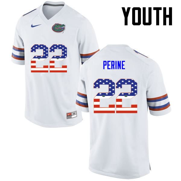 NCAA Florida Gators Lamical Perine Youth #22 USA Flag Fashion Nike White Stitched Authentic College Football Jersey JAS0164LM